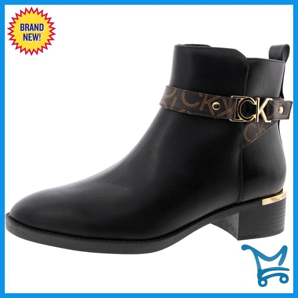 Casual Booties with Almond Toe and Mid Block Heel, Zip Closure